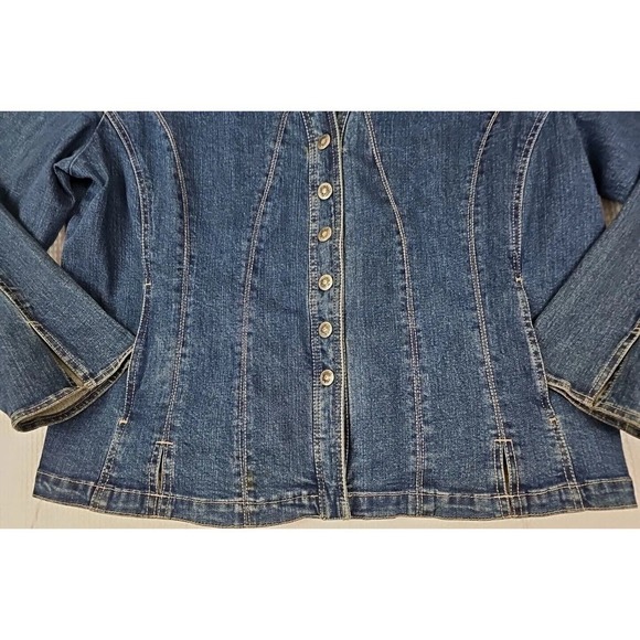 Westport ~Woman Size 18/20~ Blue Denim Jean Trucker Jacket Metal Button Up. - Picture 8 of 12